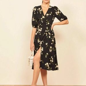 Reformation Christa Puff Sleeve Wrap Dress Floral